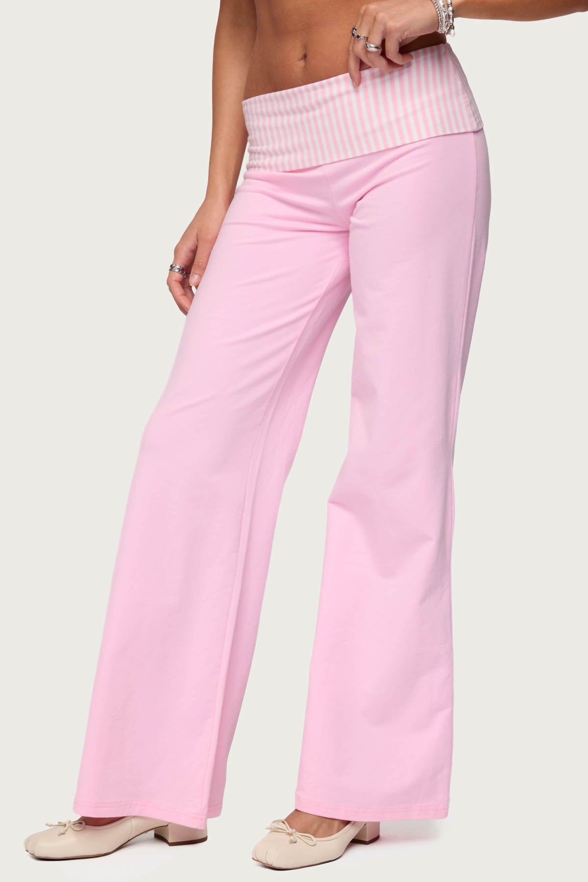 Meshey Striped Fold Over Pants - Image 3