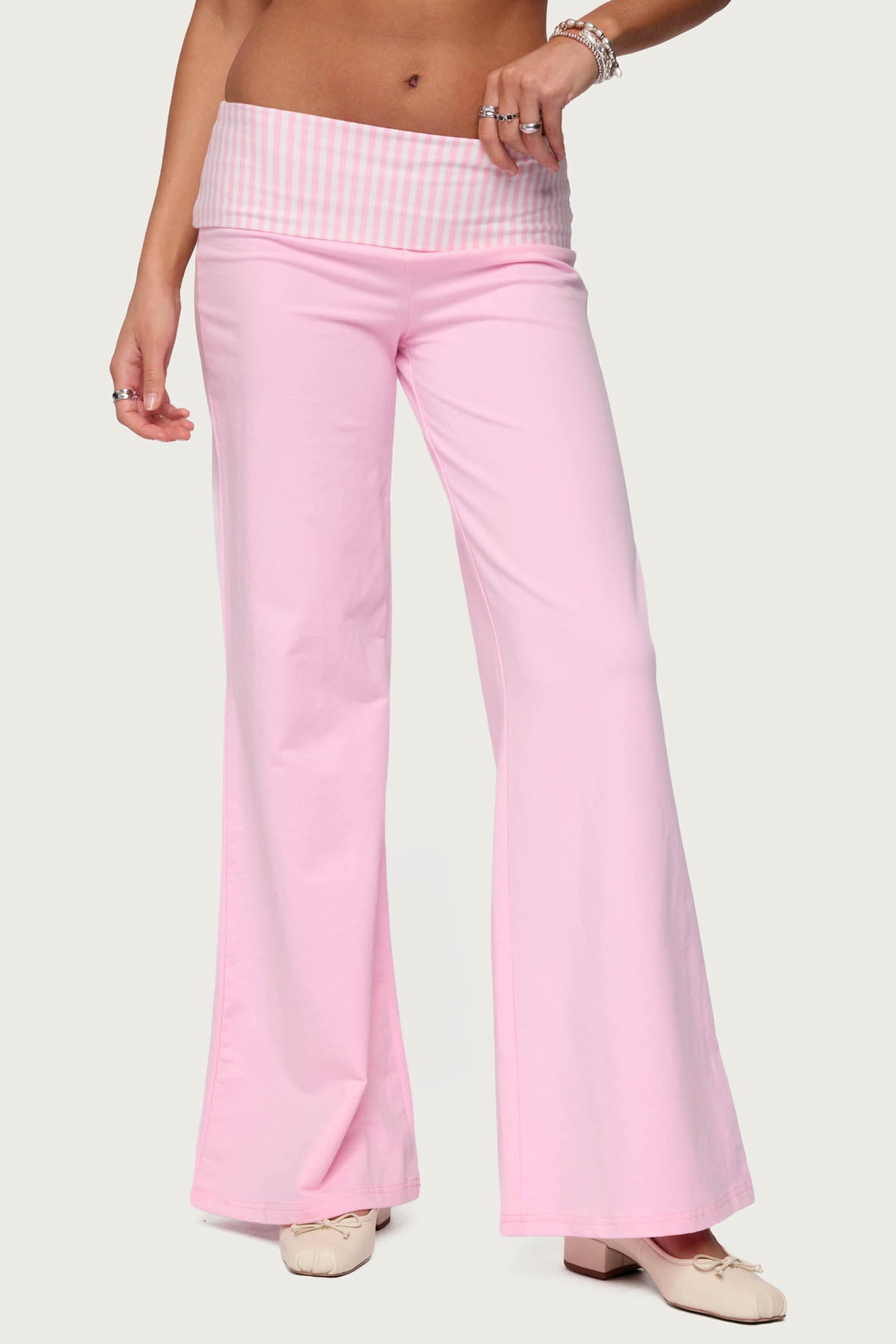 Meshey Striped Fold Over Pants - Image 2