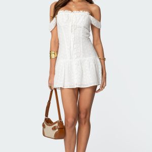 Jill Eyelet Drop Waist Mini Dress
