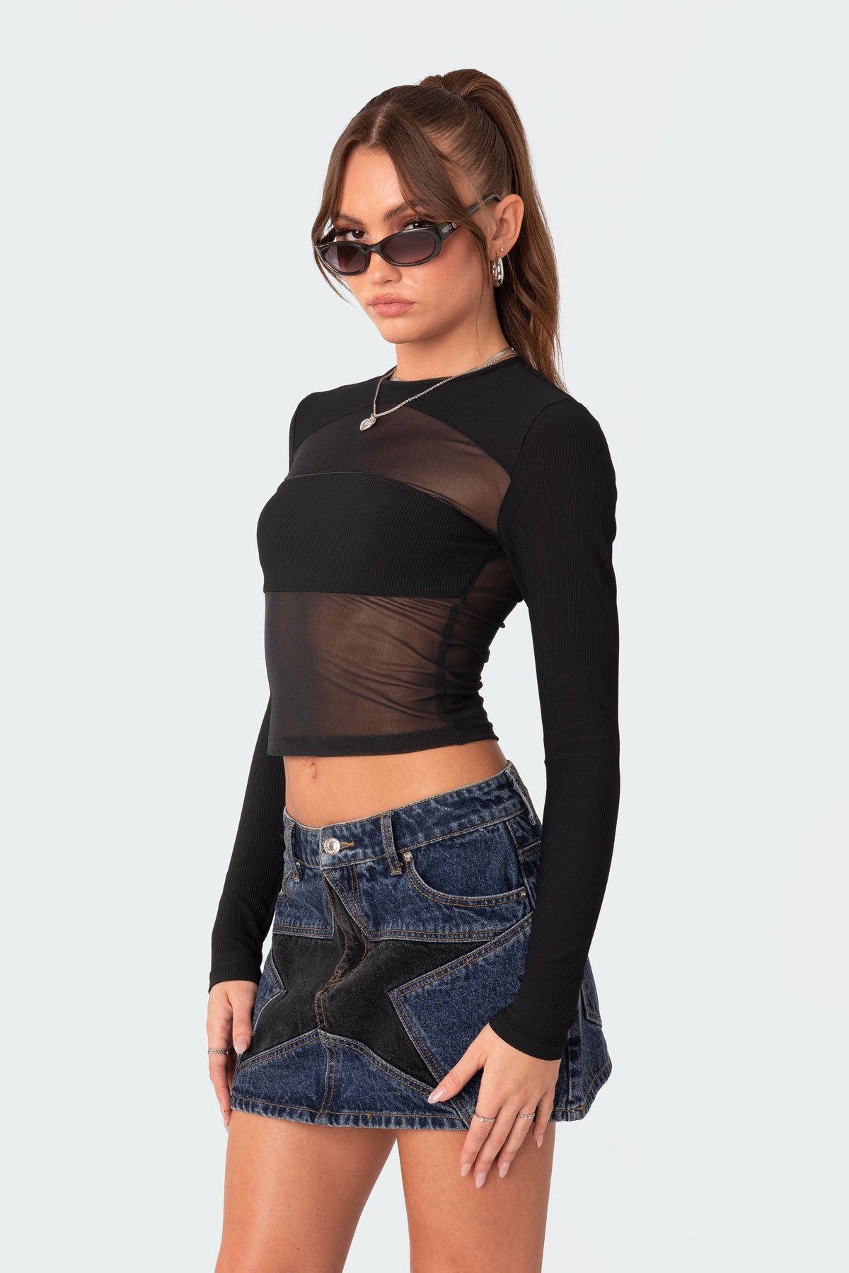 Azal Half Ribbed Mesh Top - Image 3