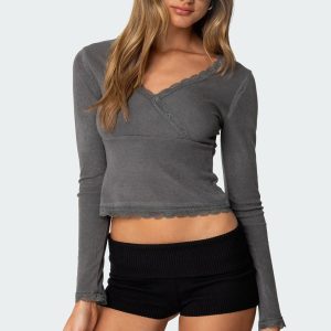Dareen Ribbed Long Sleeve Top