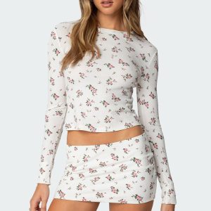 Melany Floral Waffle T Shirt