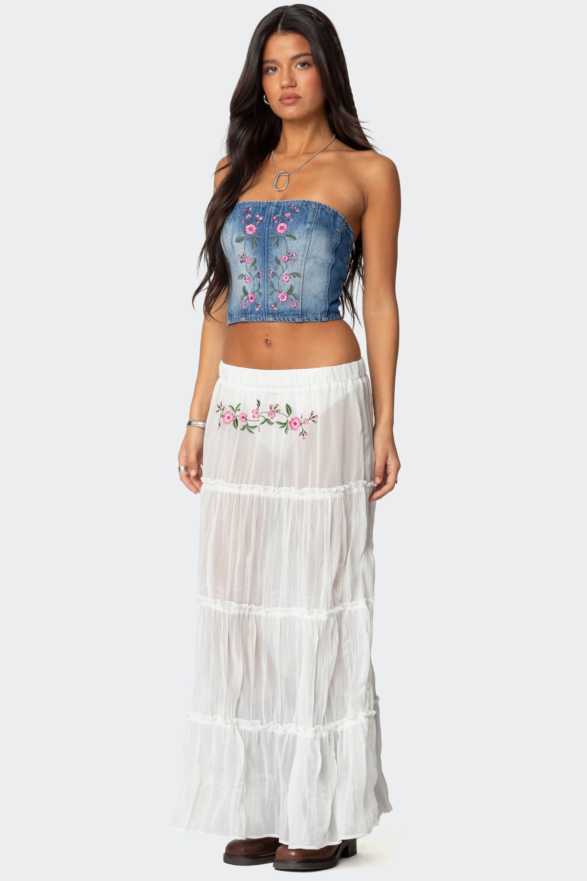Tula Embroidered Denim Corset - Image 4