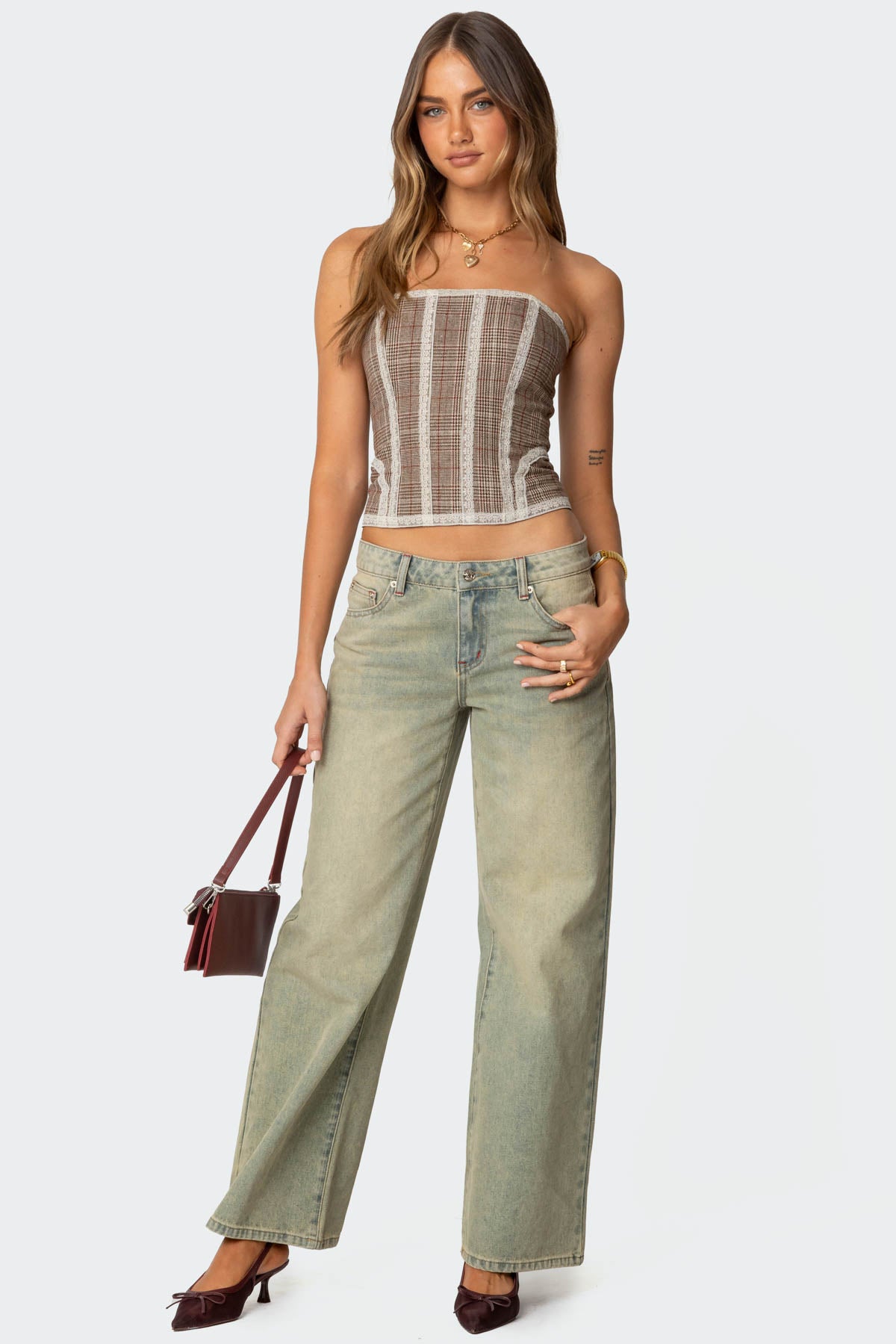 Jaiden Houndstooth Plaid Corset - Image 3