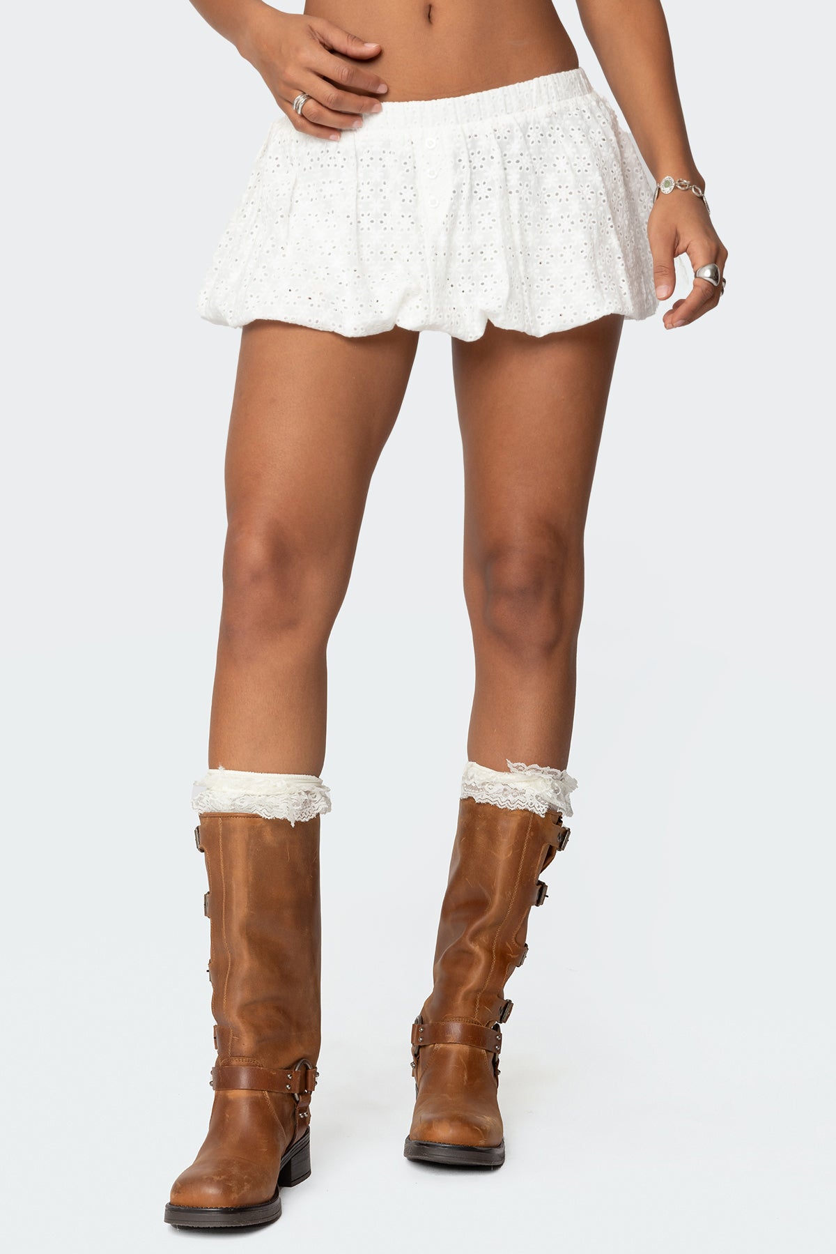 Livvie Eyelet Bubble Mini Skirt - Image 2