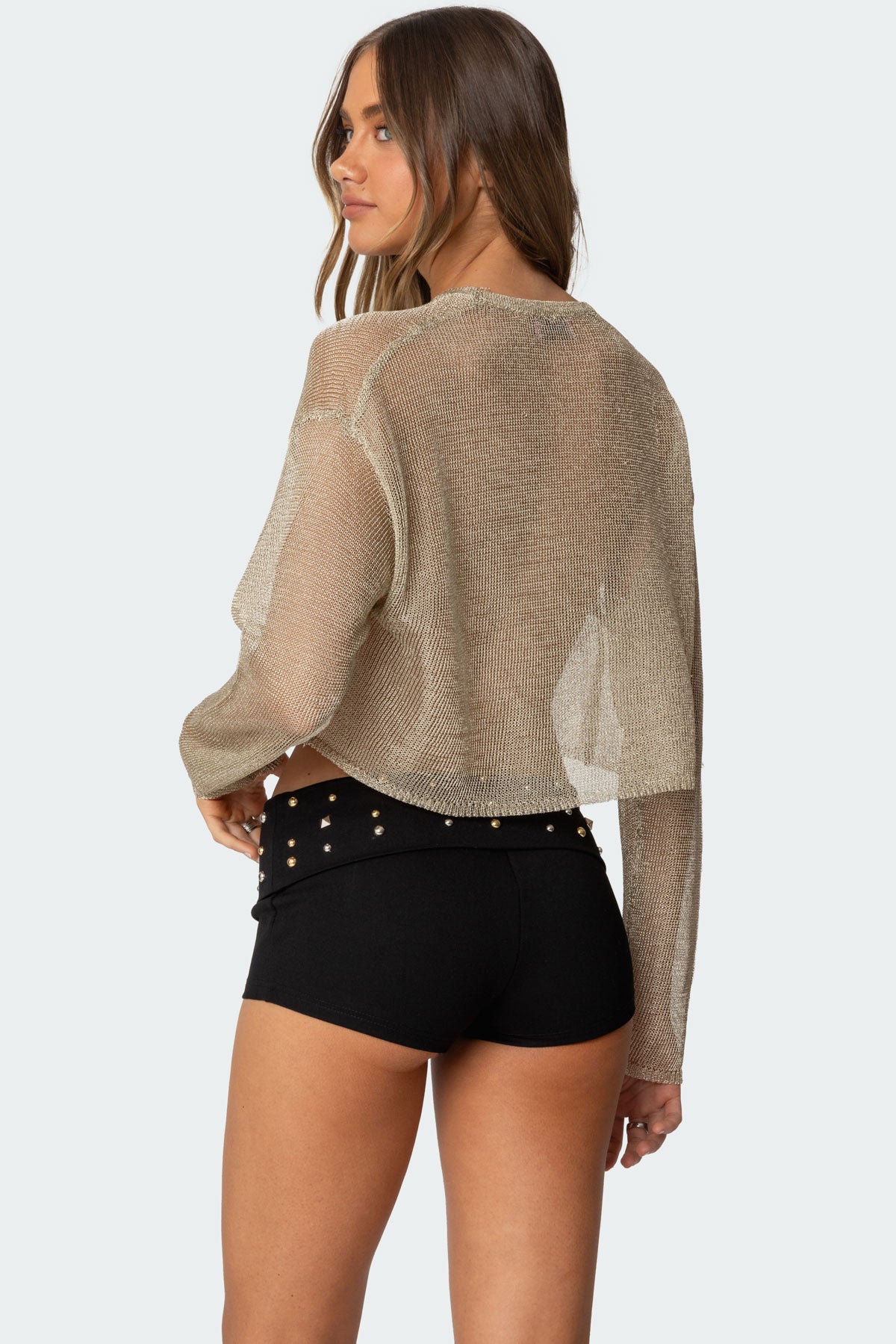 Aviva Cropped Metallic Knit Top - Image 5
