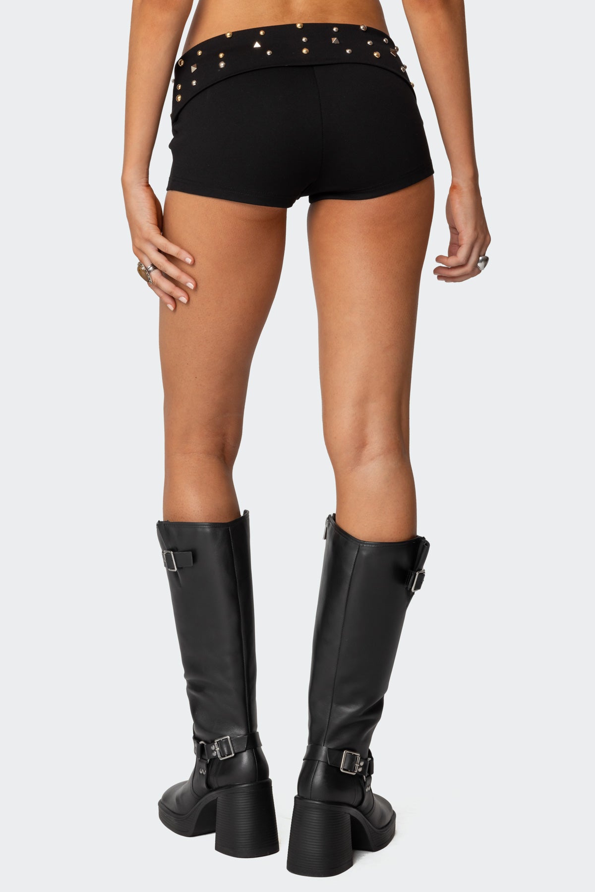 Studded Foldover Micro Shorts - Image 4