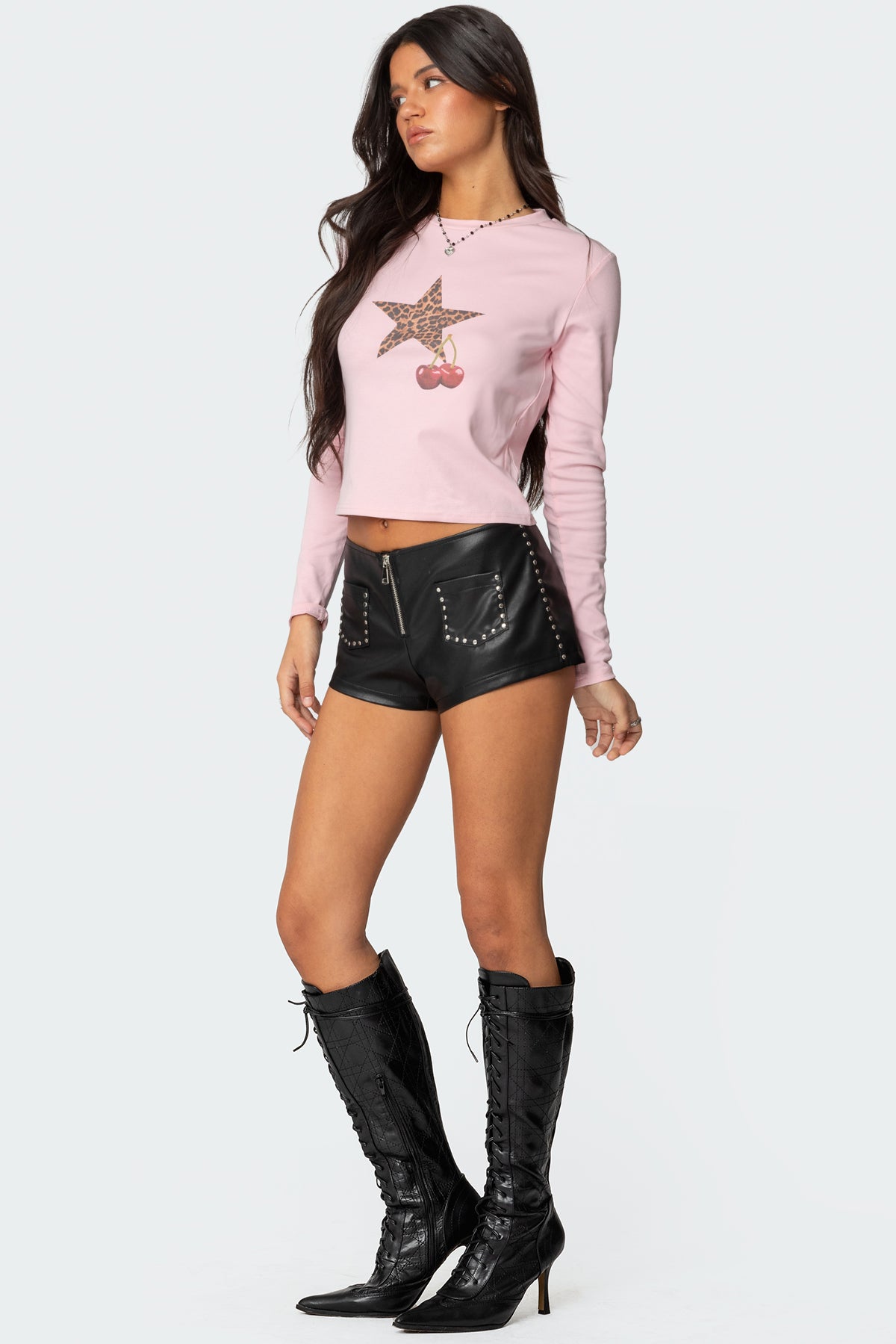 Cherry Leopard Star Long Sleeve T Shirt - Image 4