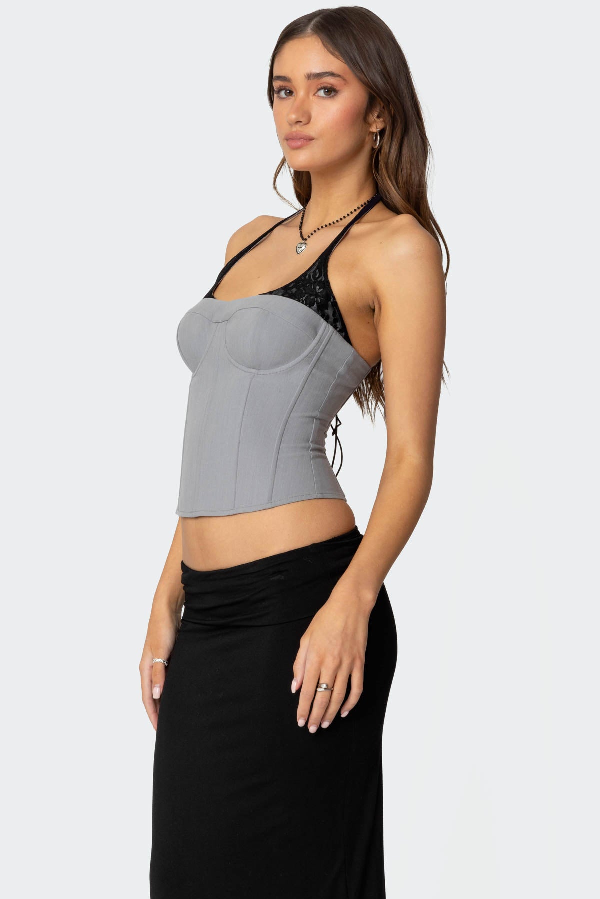 Jara Layered Lace Halter Corset - Image 5