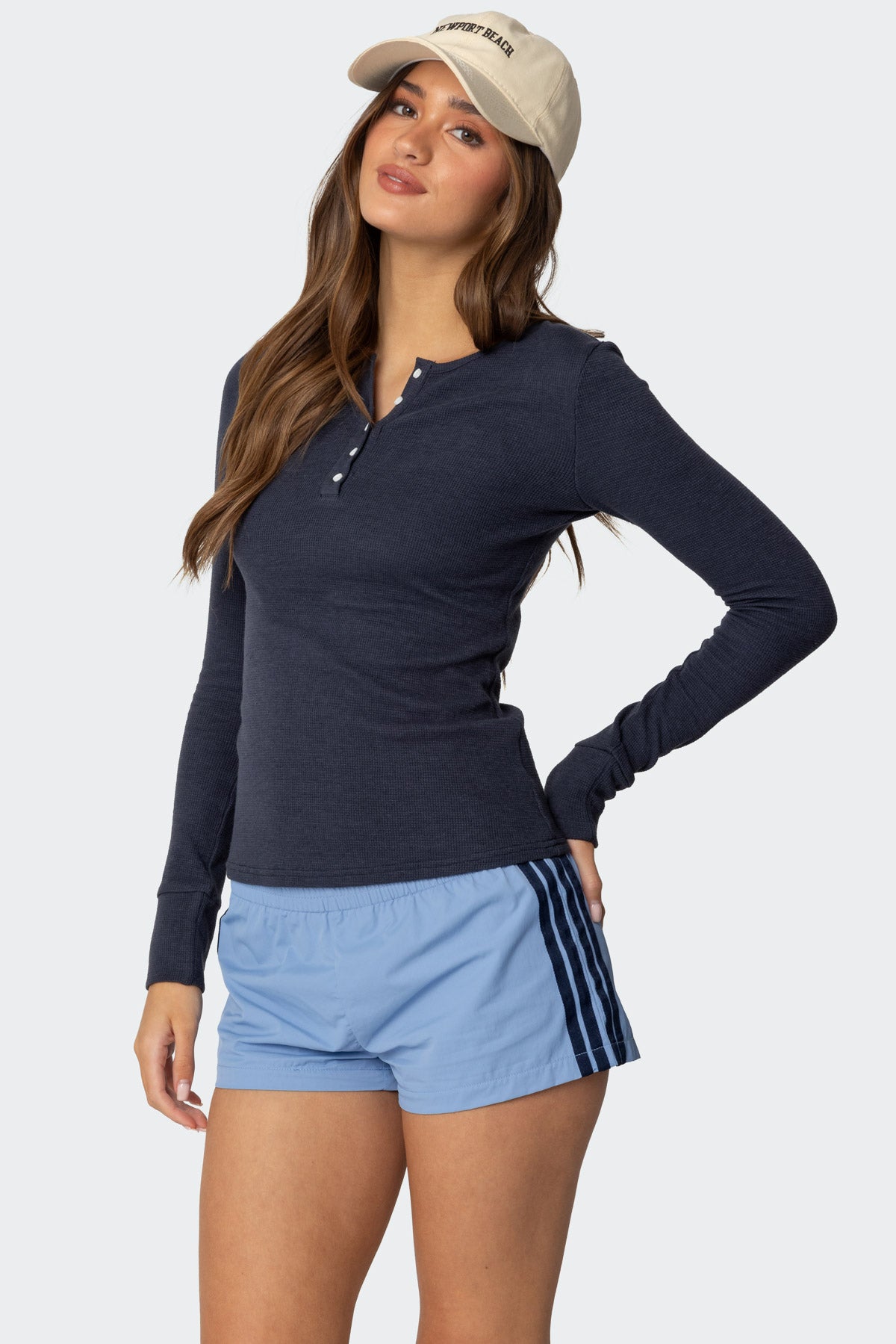 Helaine Waffle Henley T Shirt - Image 3