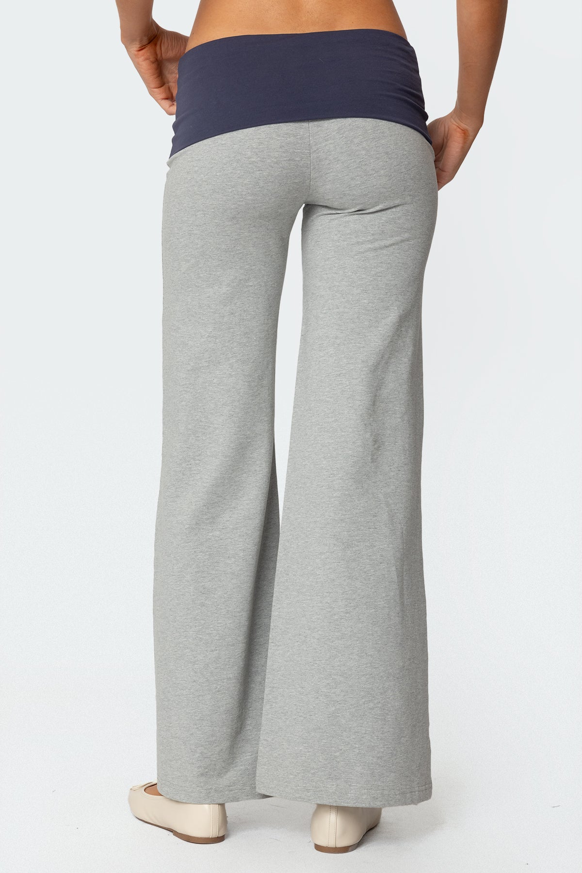 Wide Leg Contrast Fold Over Pants - Image 5