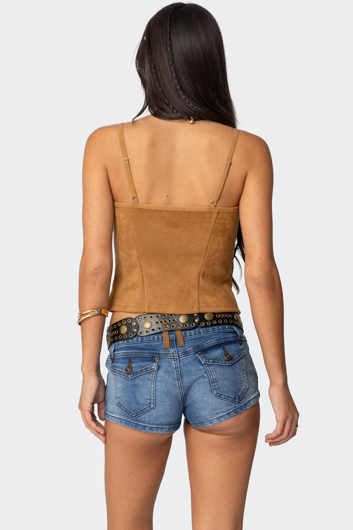 Tori Faux Suede Button Up Top - Image 4