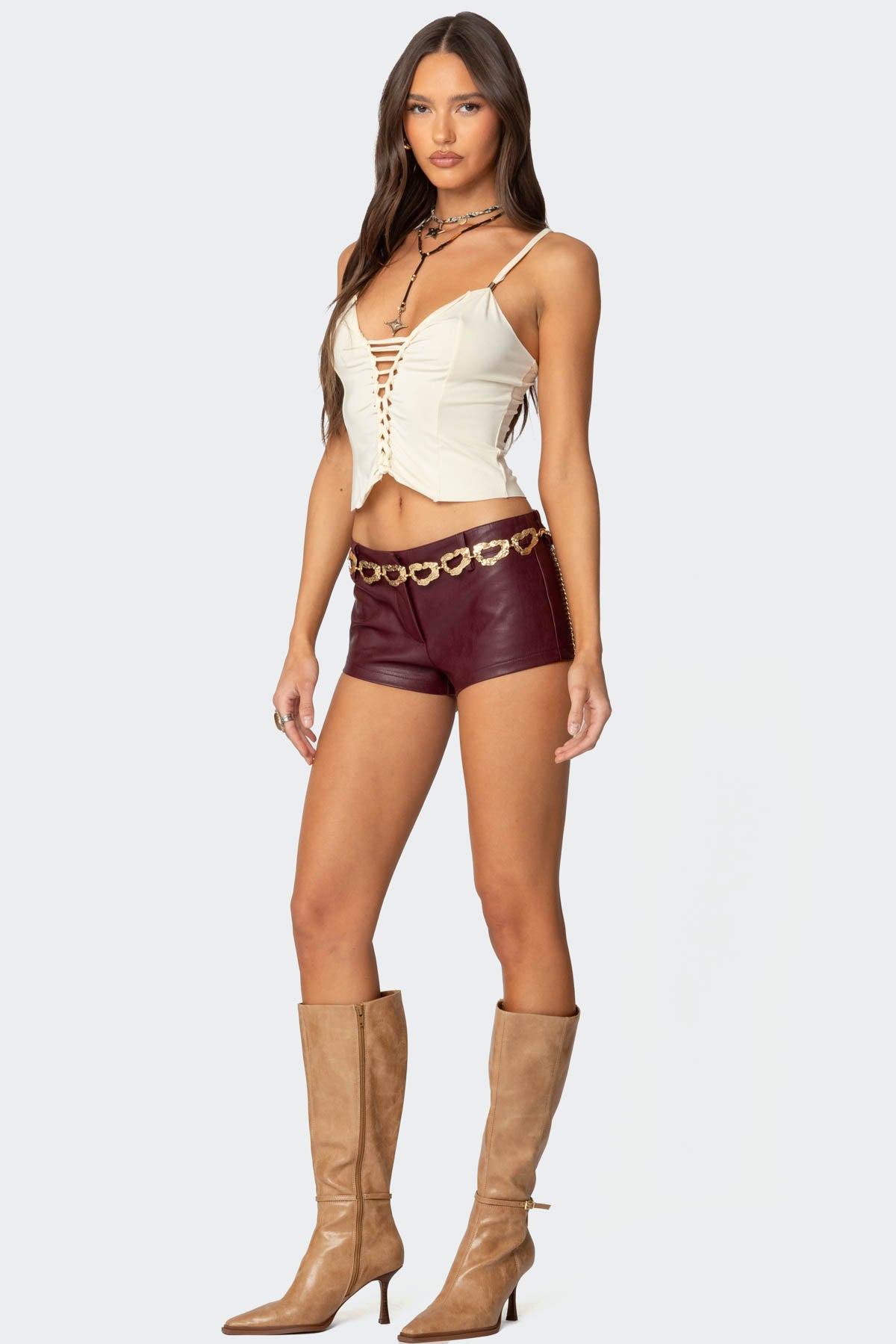 Melaney Faux Leather Micro Shorts - Image 4