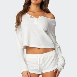 Teddy Cropped Waffle Top