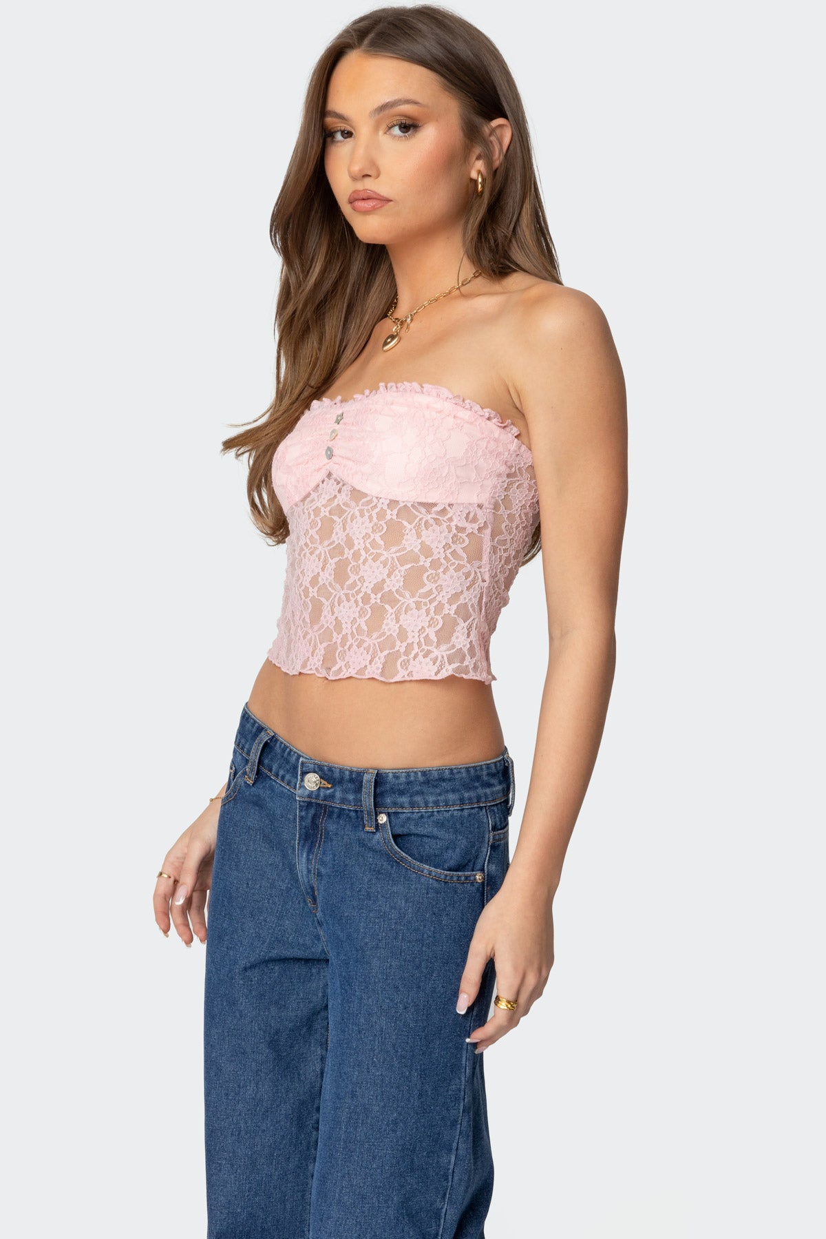 Odilia Sheer Lace Strapless Top - Image 3