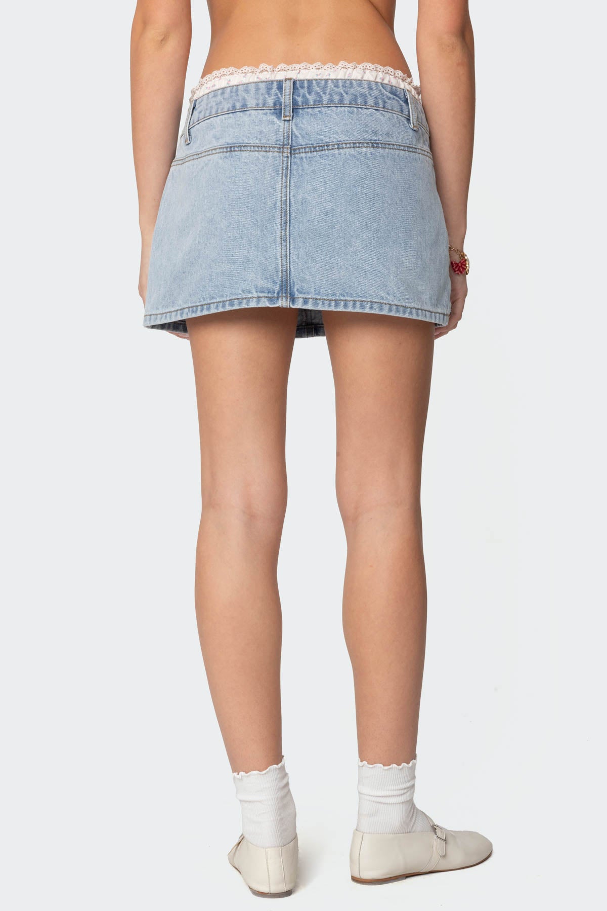 Floral Peekaboo Denim Mini Skirt - Image 6