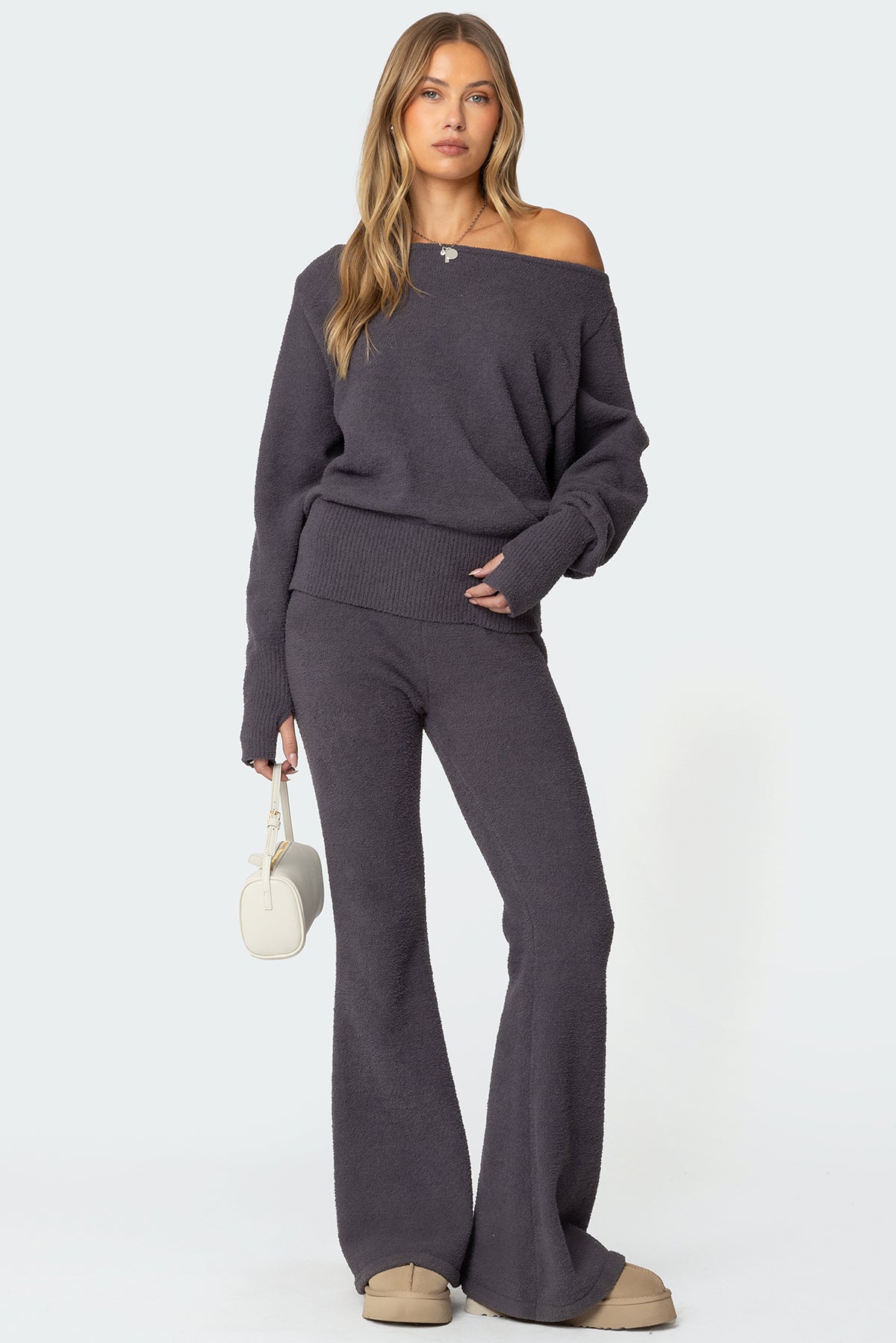 Plush Oversized Asymmetric Sweater - Image 5