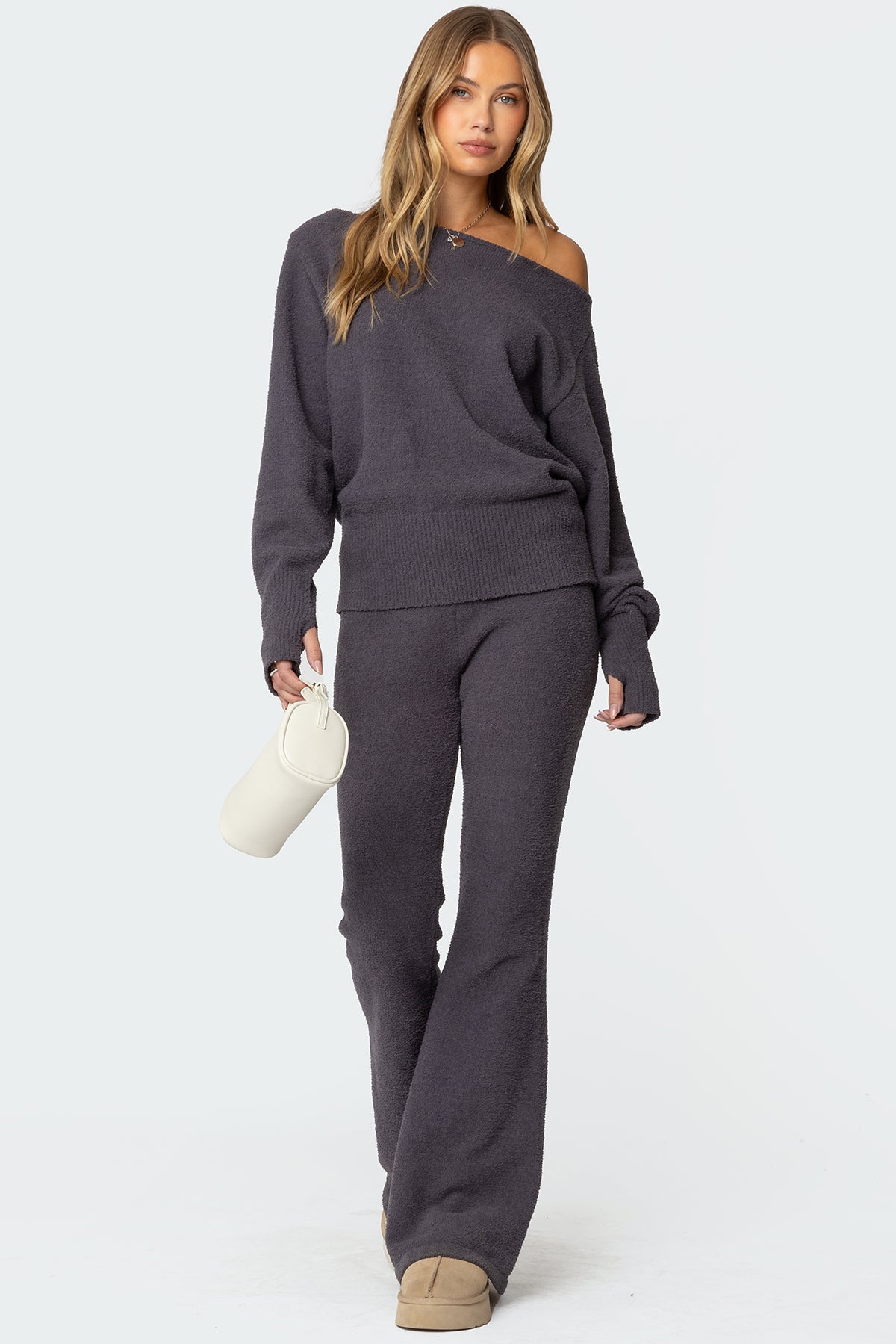 Plush Oversized Asymmetric Sweater - Image 2