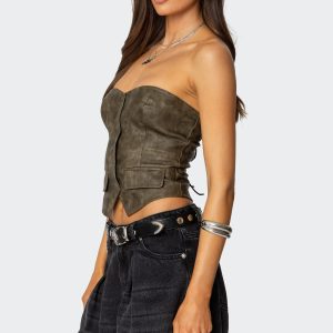 Maysen Faux Leather Corset