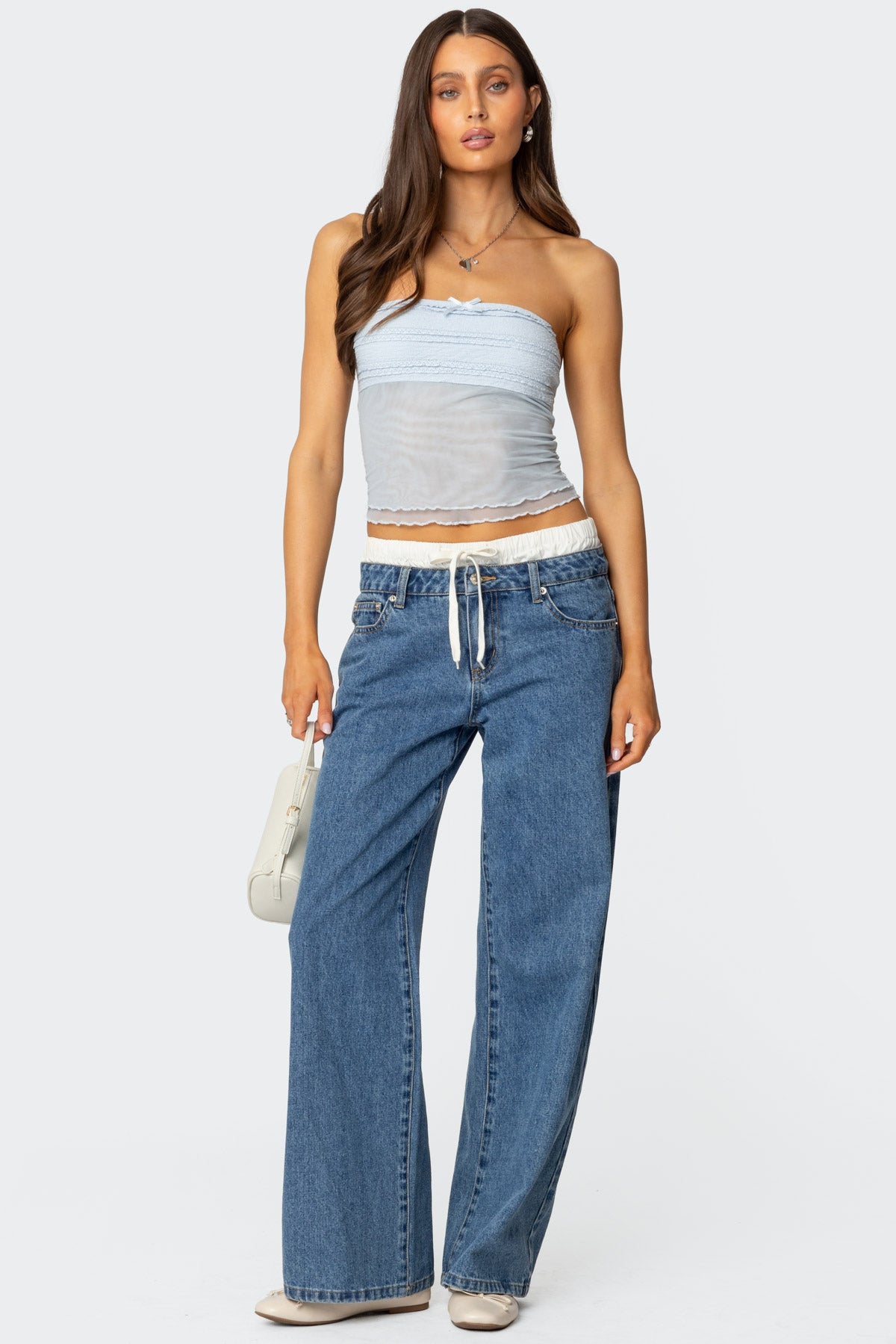 Rori Ruffle Knit Sheer Mesh Top - Image 2