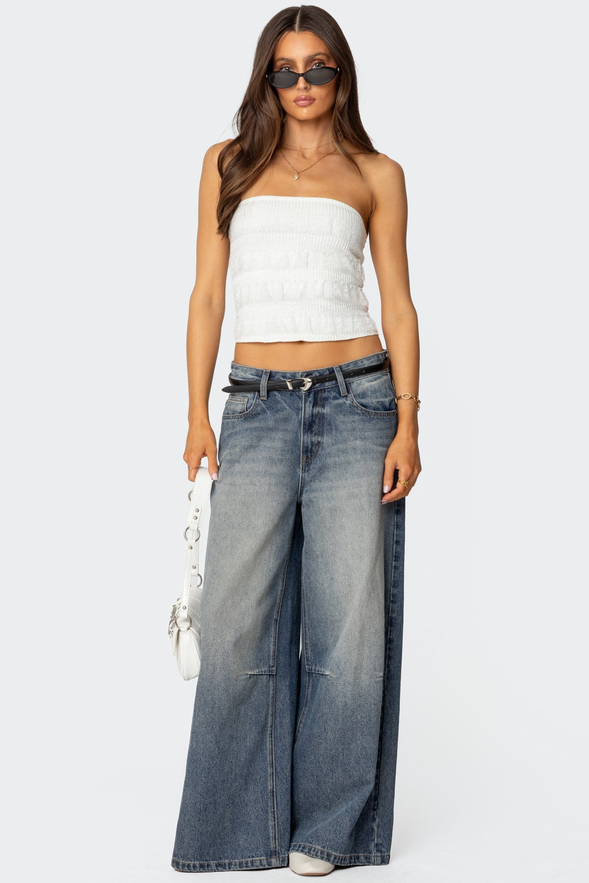 Georgette Lacey Ruffle Tube Top - Image 2