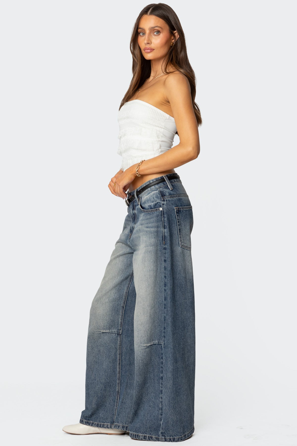 Georgette Lacey Ruffle Tube Top - Image 4