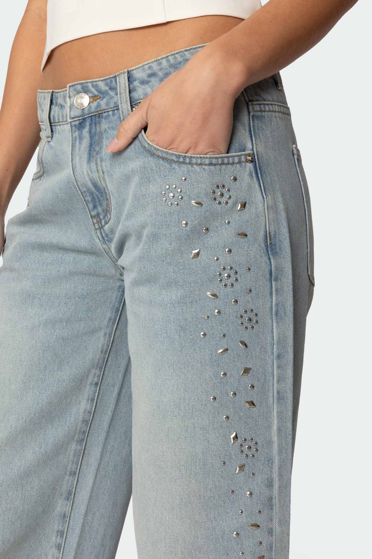 Everly Studded Low Rise Jeans - Image 2