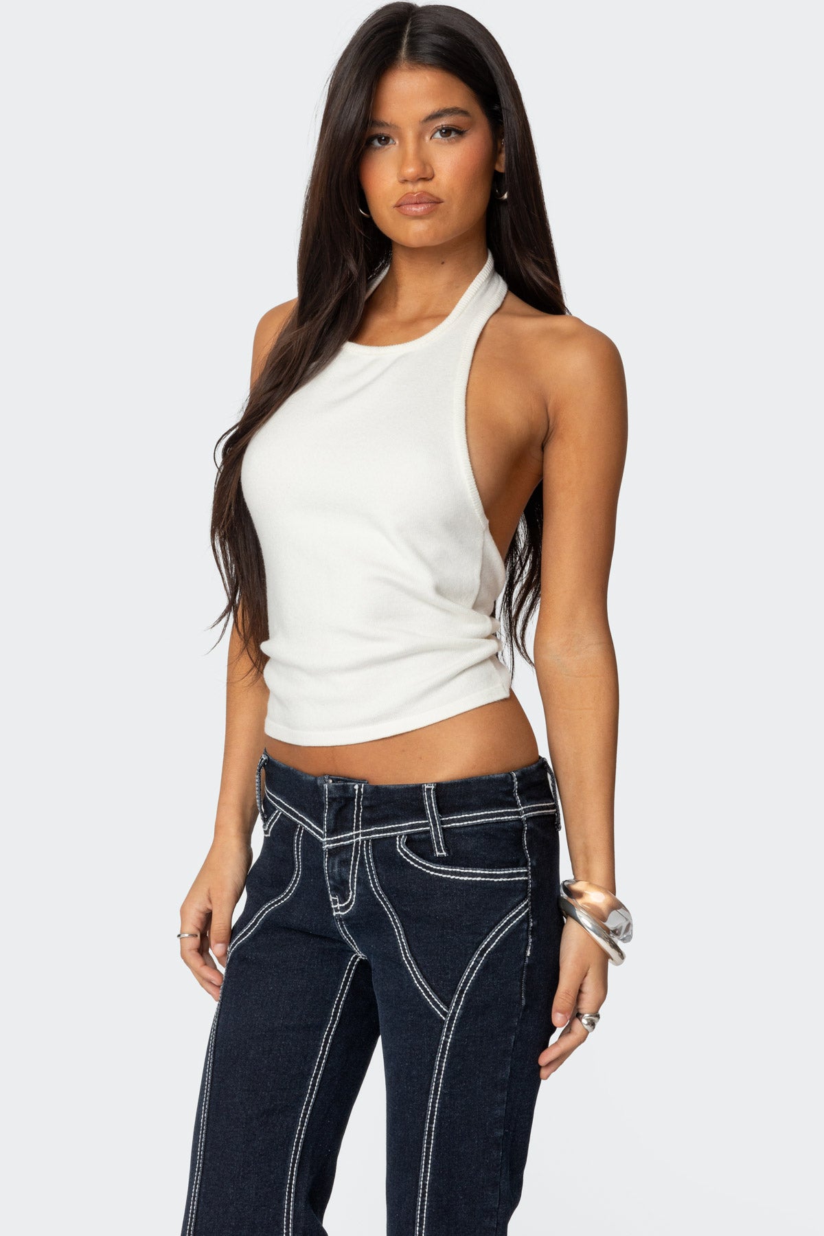 Twister Backless Knit Halter Top - Image 3