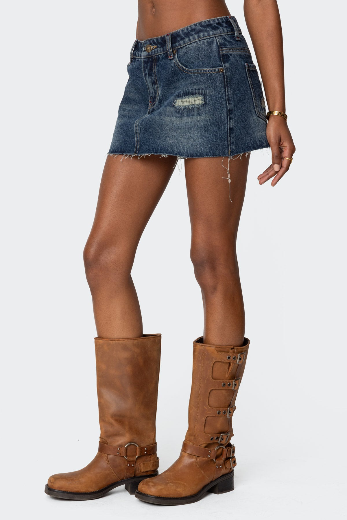 Hunter Distressed Denim Mini Skirt - Image 4
