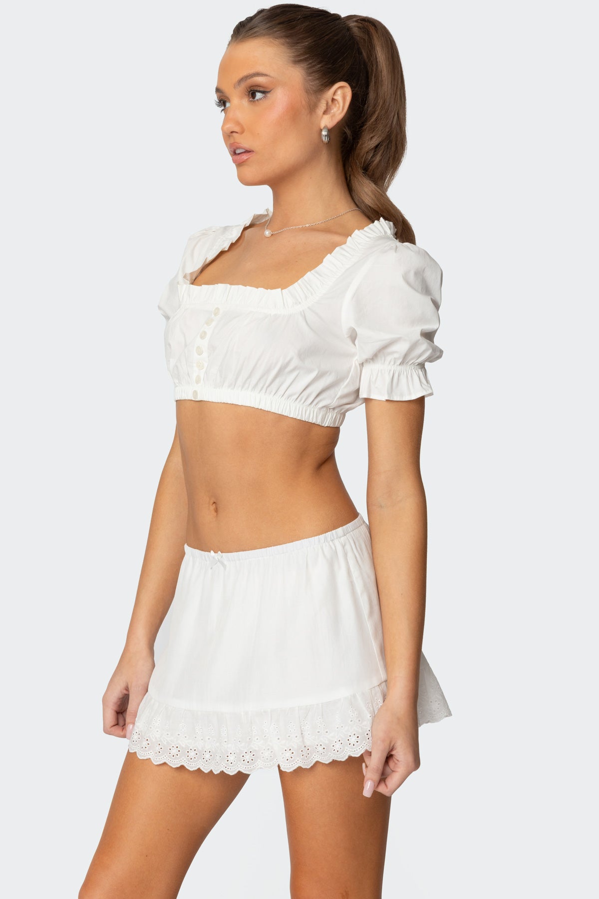 Lenora Puffed Sleeve Crop Top - Image 3
