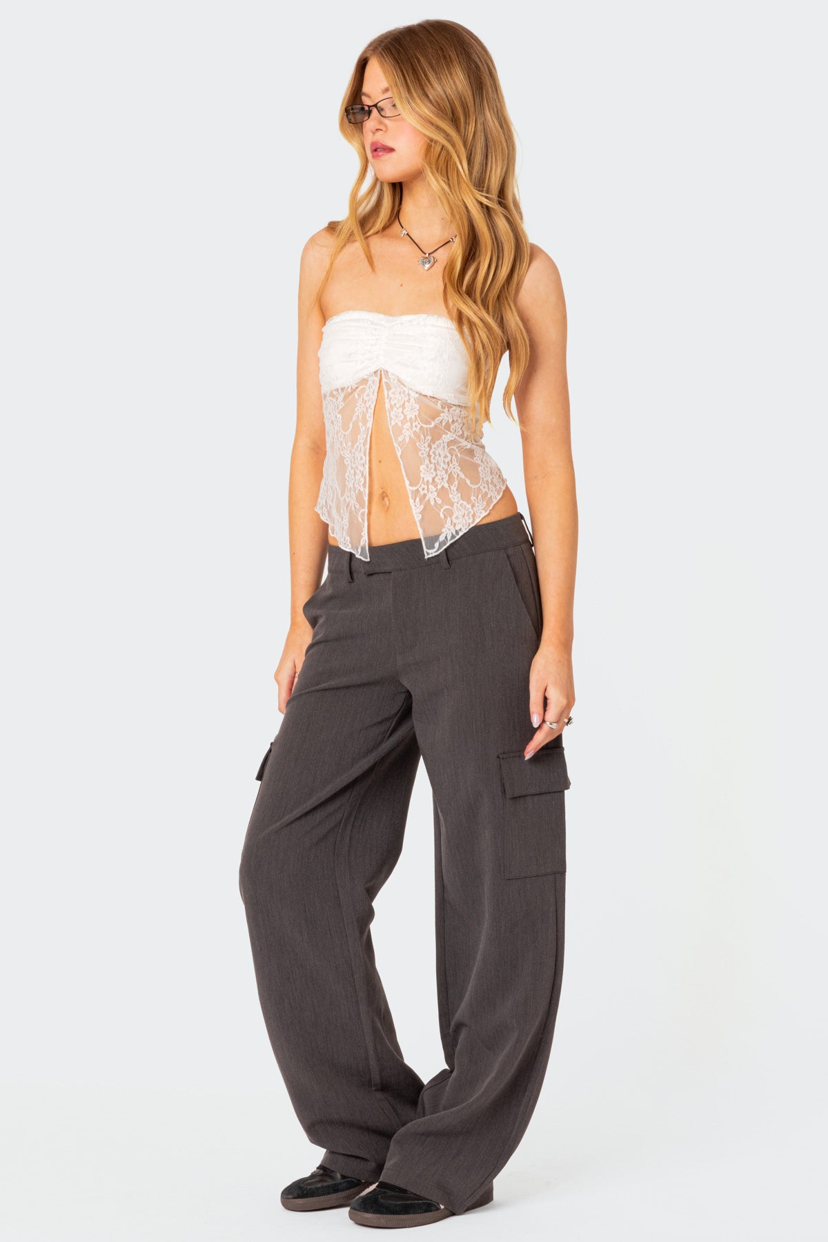 Twilight Sheer Lace Split Front Top - Image 2