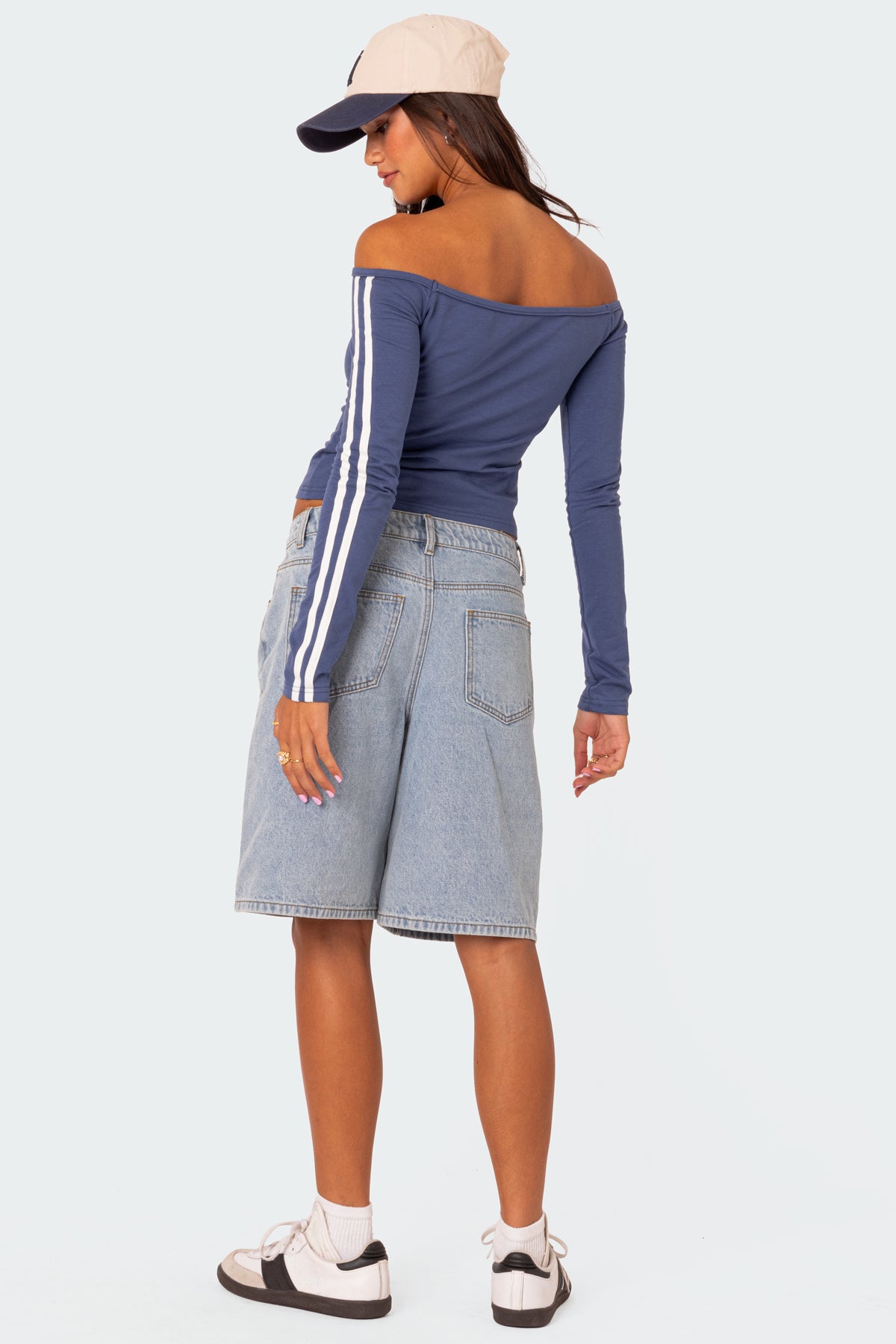 Jacqui Low Rise Denim Bermuda Shorts - Image 4