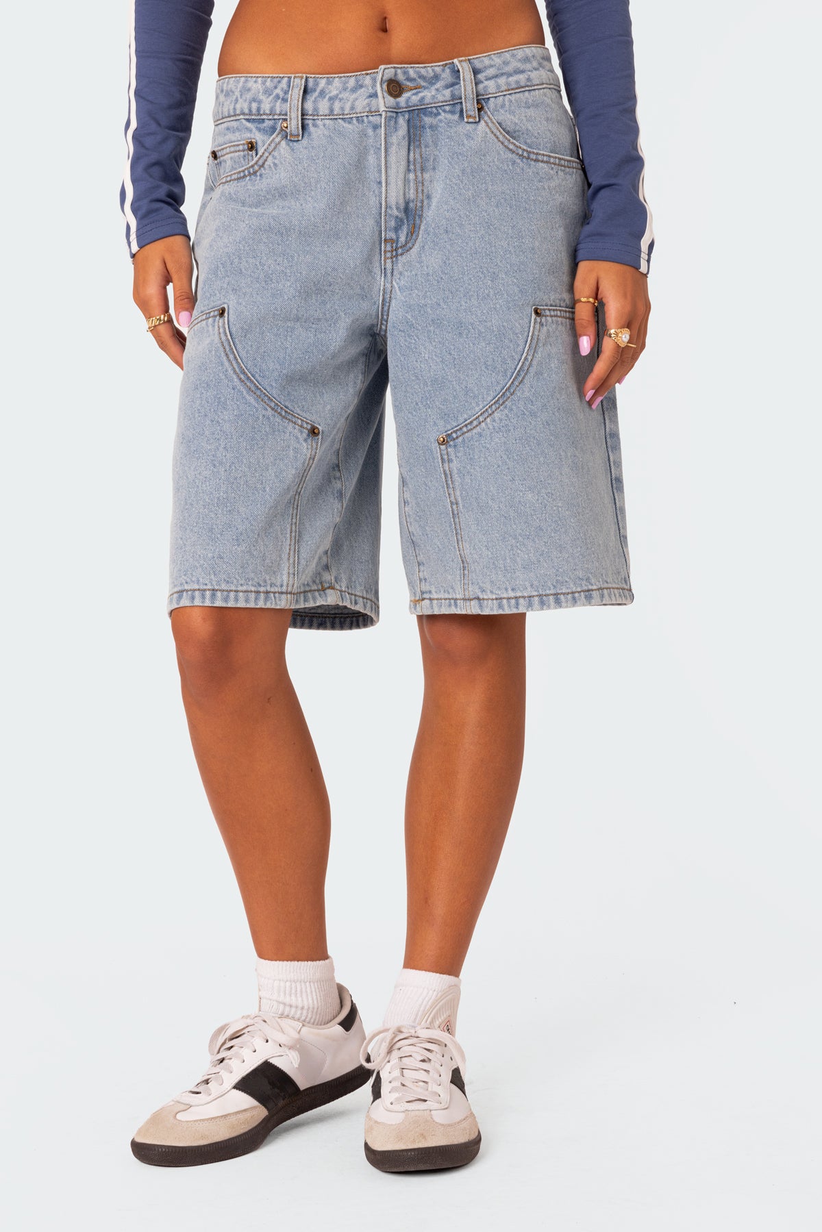 Jacqui Low Rise Denim Bermuda Shorts - Image 2