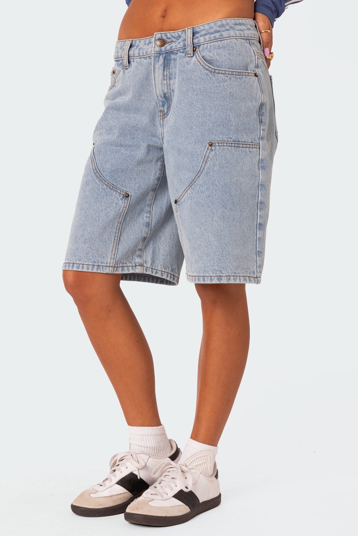 Jacqui Low Rise Denim Bermuda Shorts - Image 3