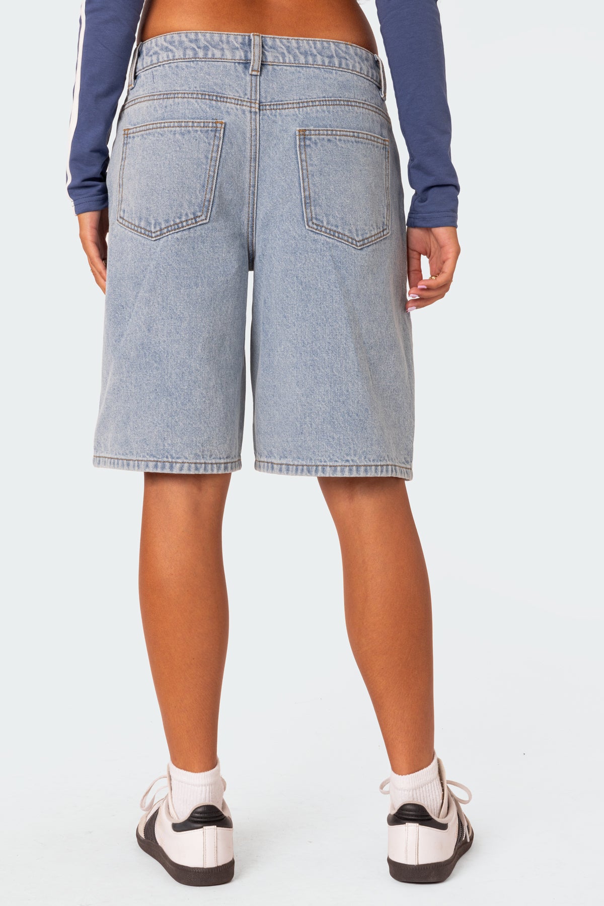 Jacqui Low Rise Denim Bermuda Shorts - Image 5