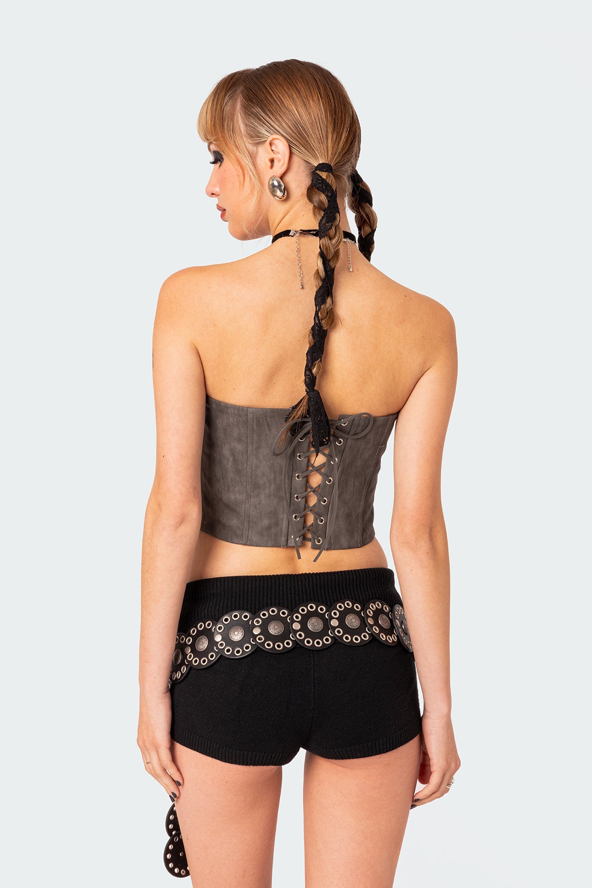 Christa Washed Faux Leather Corset - Image 5