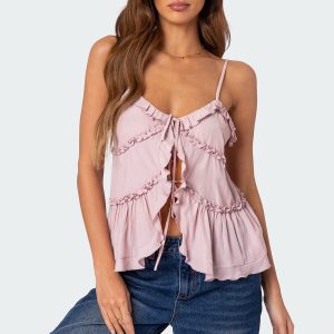 Juniper Tie Front Ruffled Top