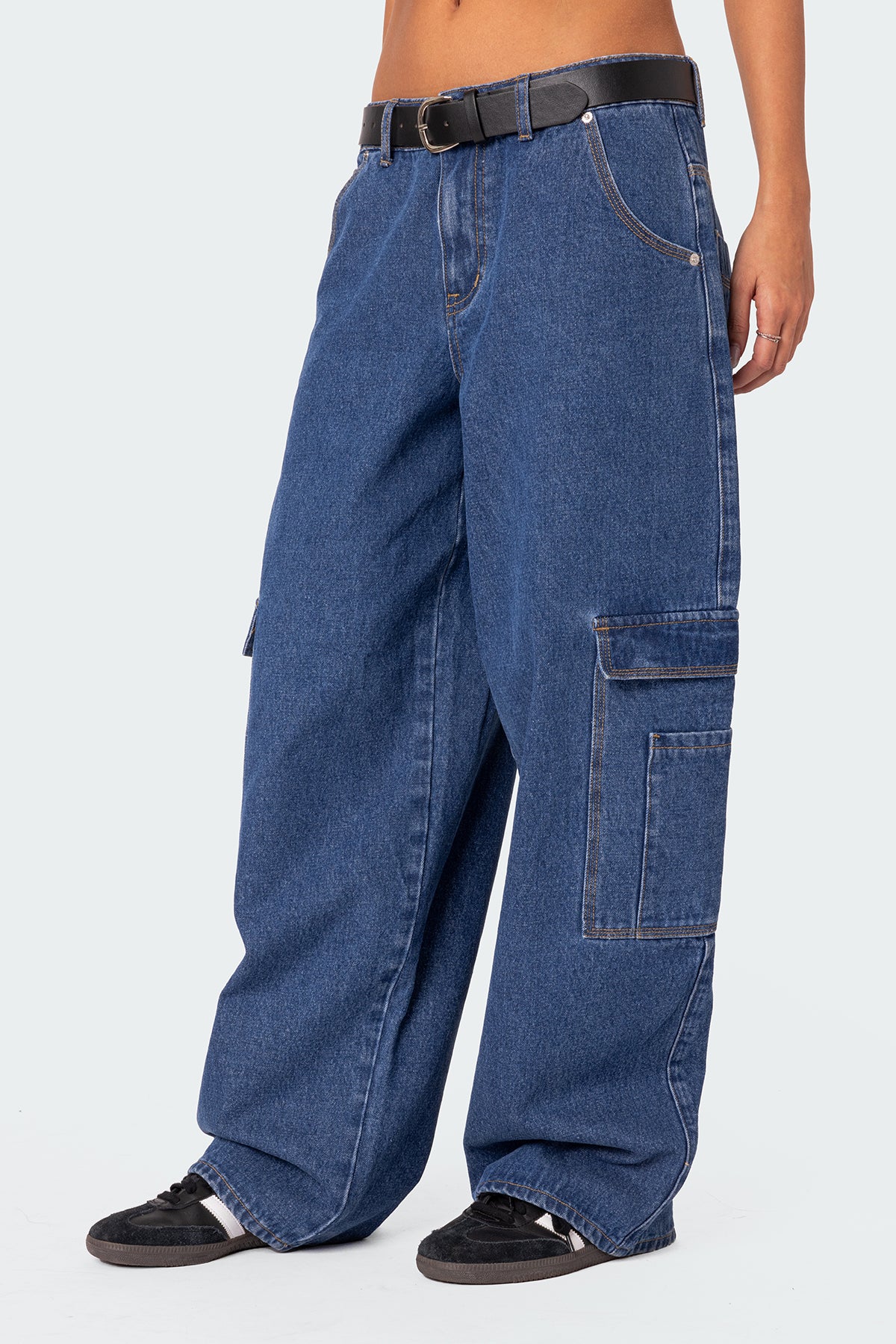 Super Oversized Belted Boyfriend Jeans - Image 4