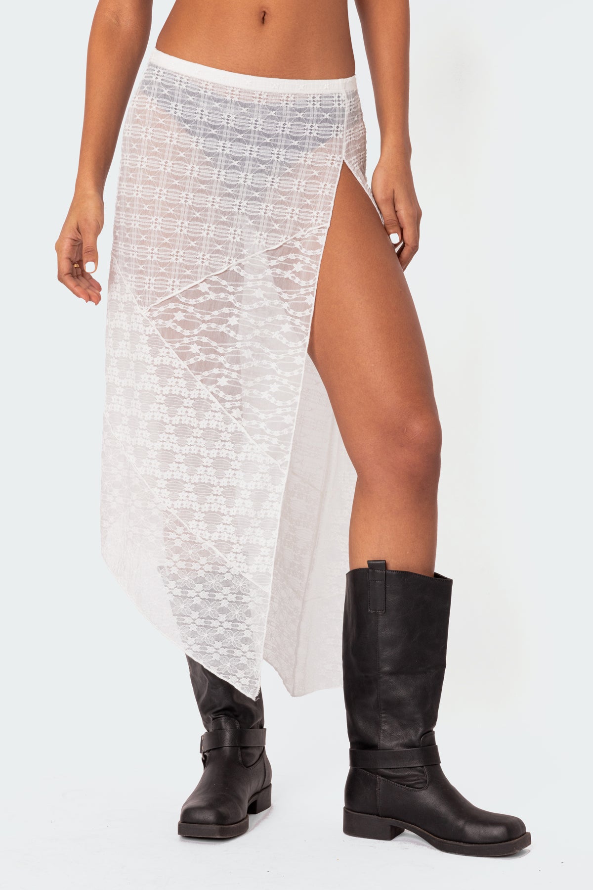 Sheer Patchwork Lace Maxi Skirt - Image 2