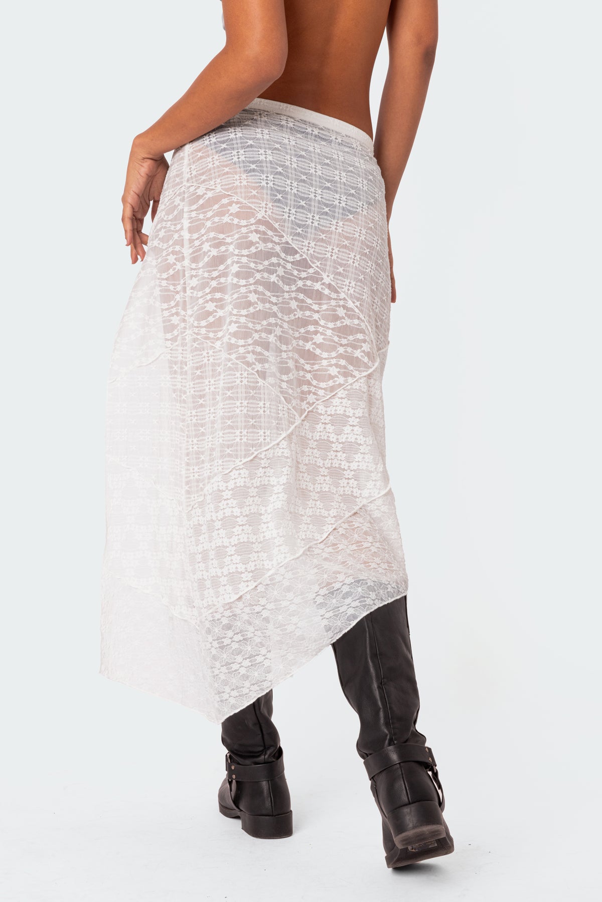 Sheer Patchwork Lace Maxi Skirt - Image 4