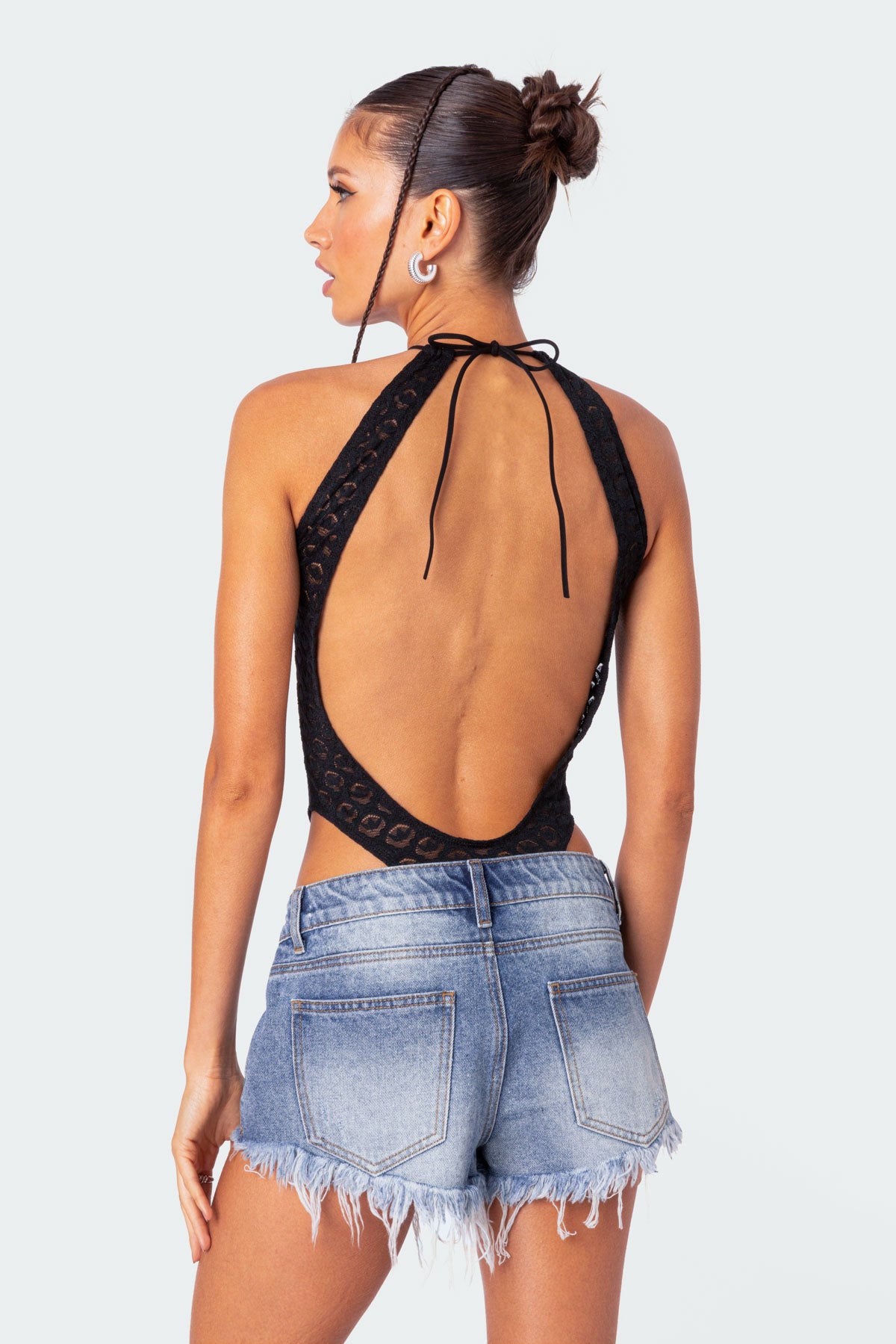 Erika Low Rise Frayed Denim Shorts - Image 5