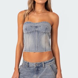 Myla Washed Denim Corset