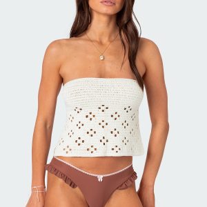Niki Crochet Strapless Top