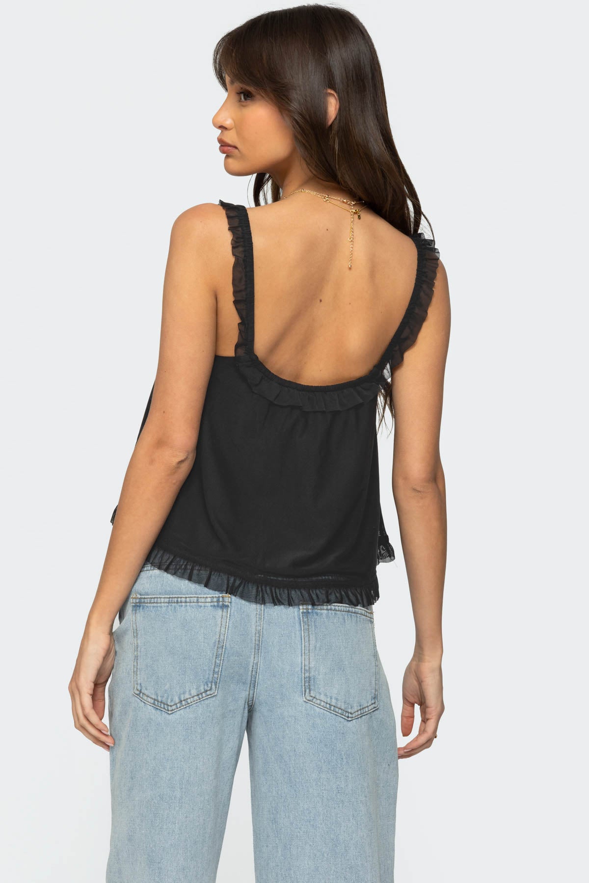 Ruffle Mesh Babydoll Tank Top - Image 4