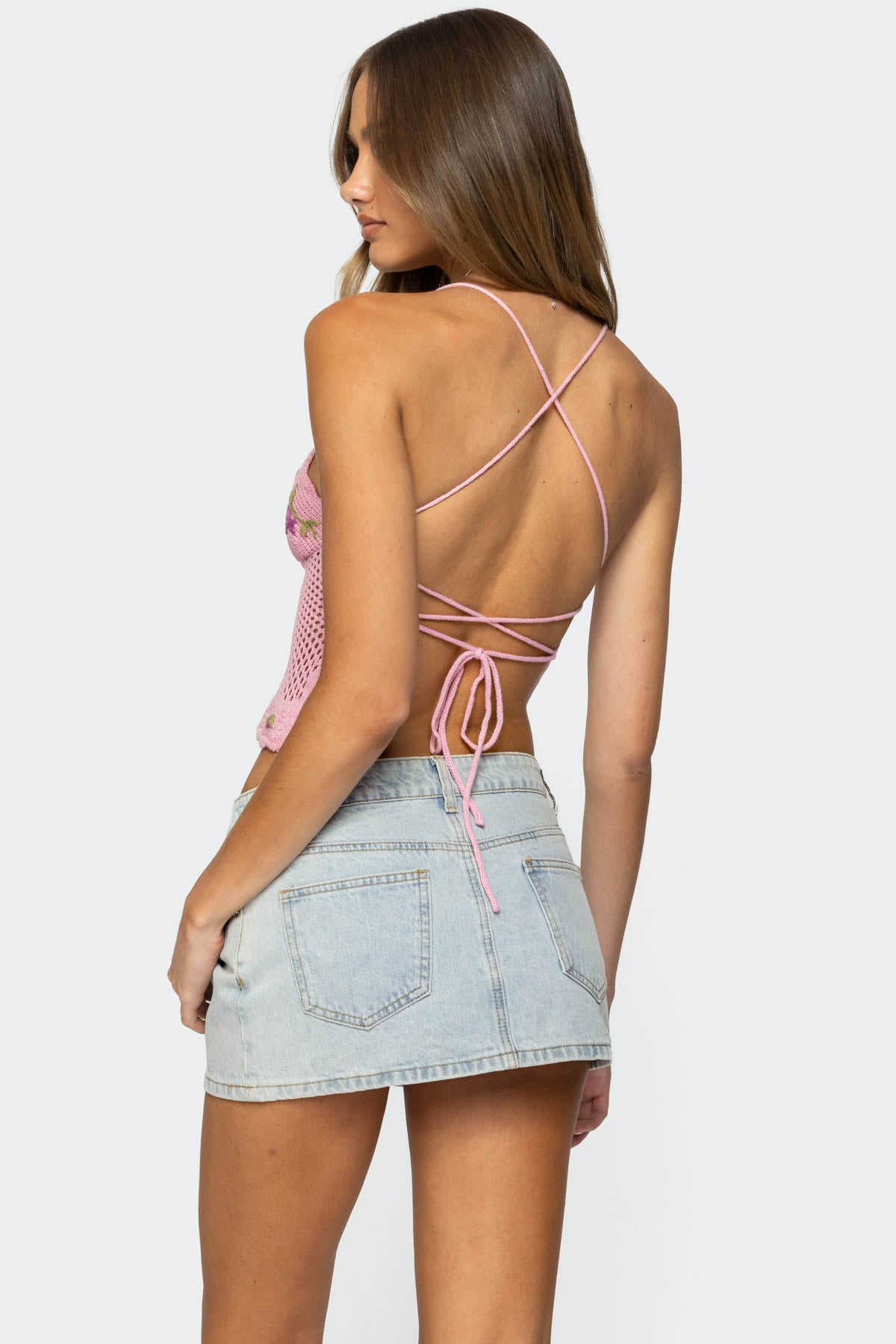 Quince Backless Embroidered Crochet Top - Image 4