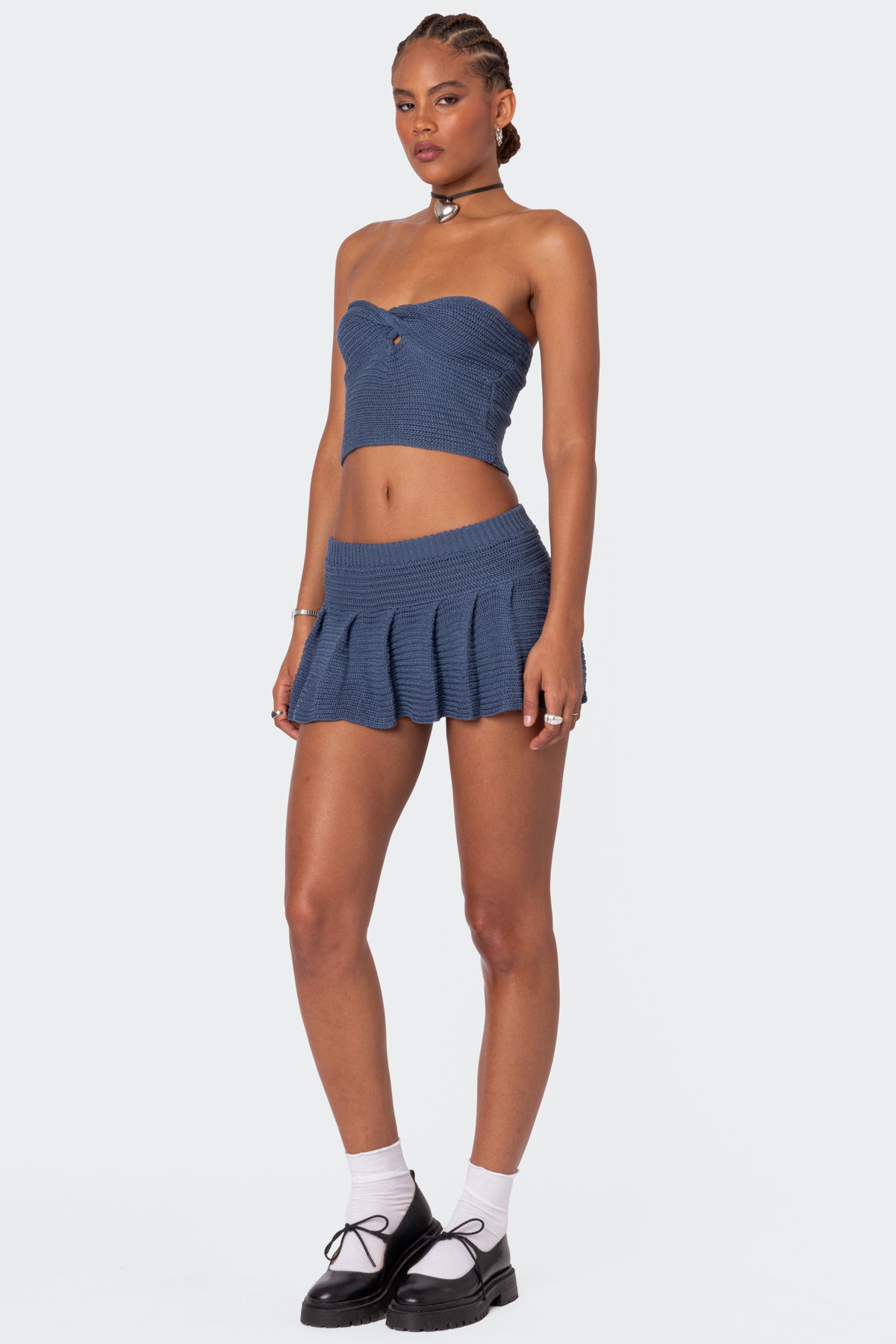 Kiera Pleated Knit Mini Skirt - Image 3