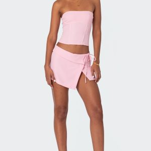 Selena Asymmetric Wrap Mini Skirt