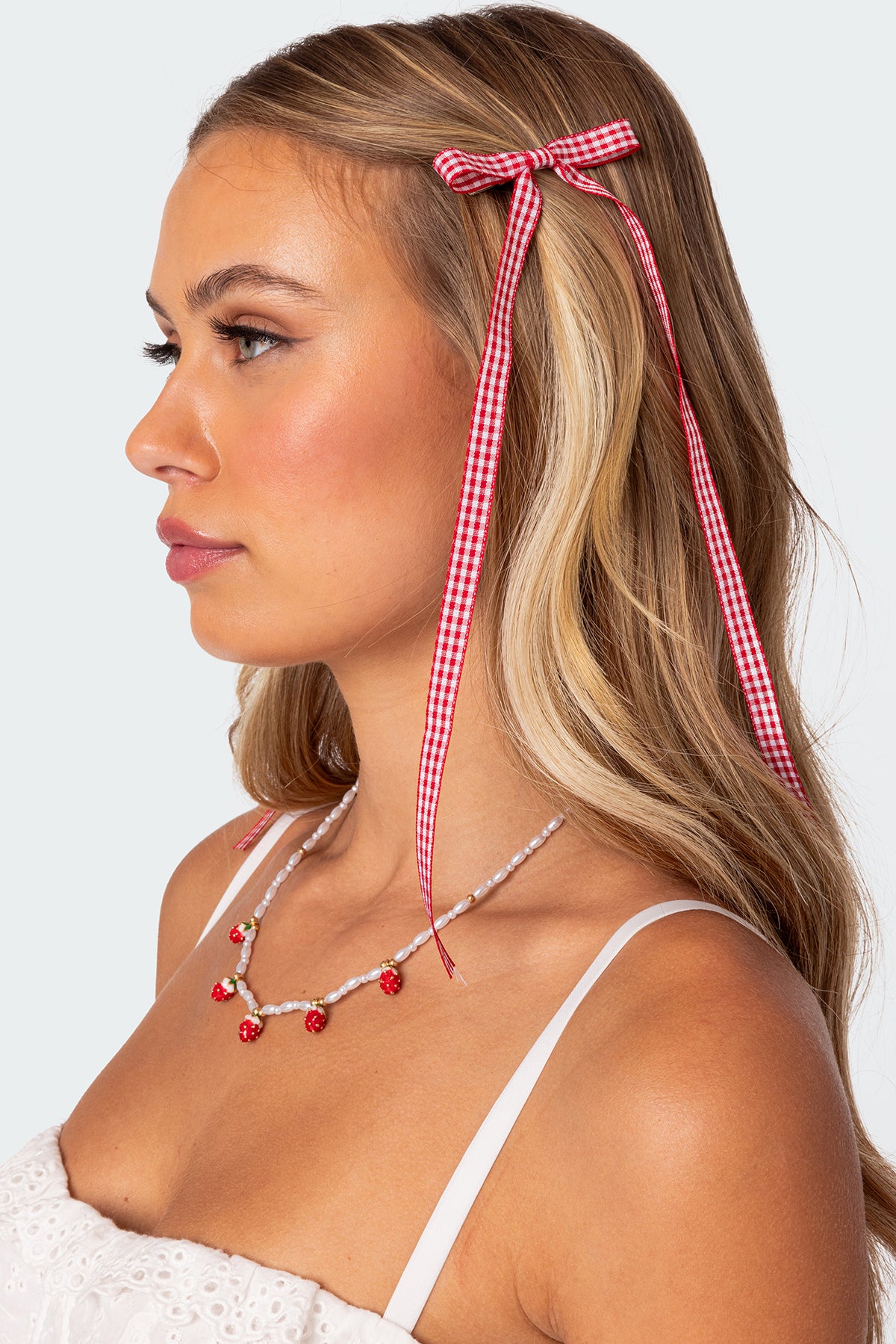 Gingham Bow Hair Clip Set - Image 2