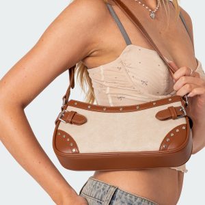 Two-Toned Faux Leather Shoulder Bag