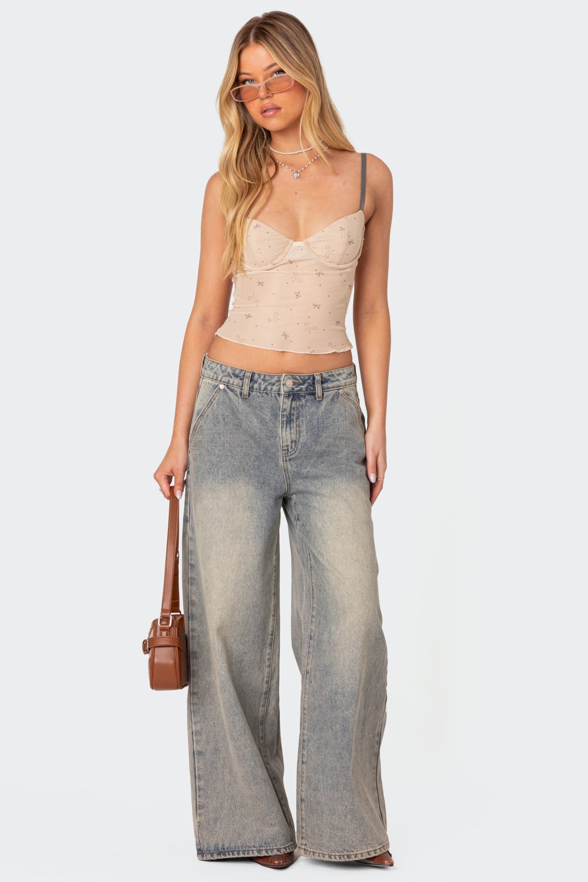 Nicola Sheer Mesh Printed Bra Top - Image 2